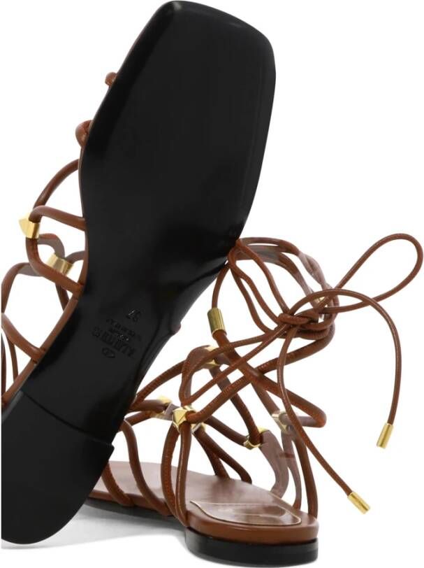 Valentino Garavani Bruine Leren Sandalen voor Vrouwen