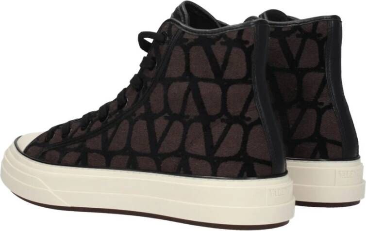Valentino Garavani Bruine Logo Stoffen Sneakers Vetersluiting