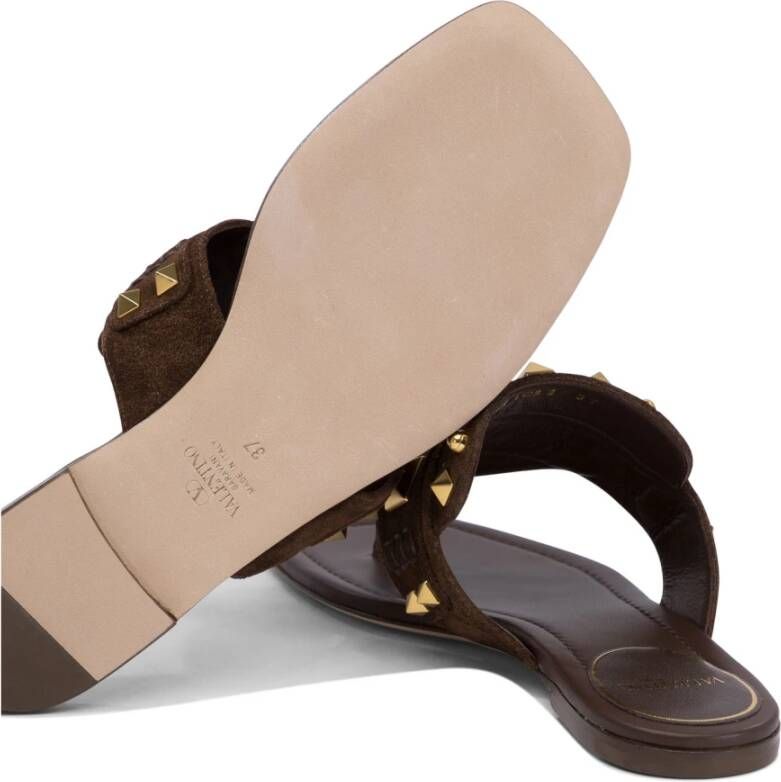 Valentino Garavani Bruine Sandalen met Stud Detail