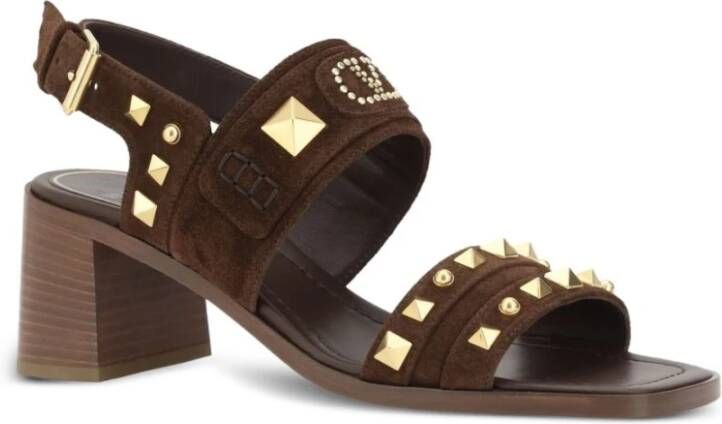 Valentino Garavani Bruine Studded Sandalen met Rockstud Details