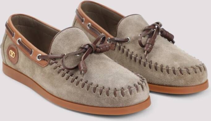 Valentino Garavani Bruine Suède Loafers Elegante Stijl