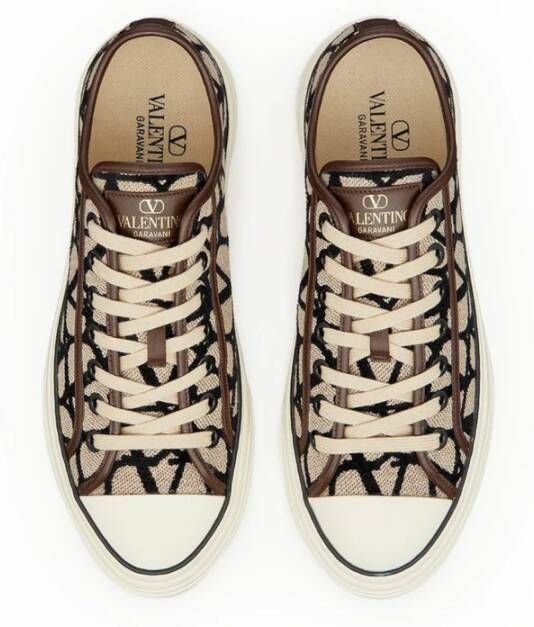 Valentino Garavani Bruine Toile Iconographe Low-Top Sneakers
