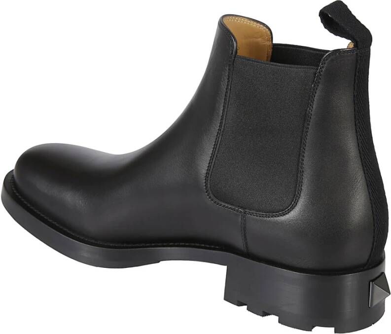 Valentino Garavani Zwarte Leren Enkellaarzen met Studs Black Heren - Foto 3