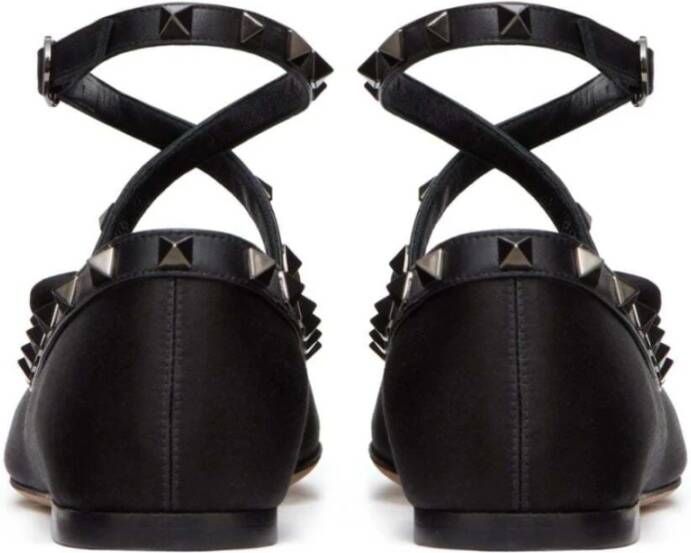 Valentino Garavani Rockstud Ballerina Nero Kalfsleer Zwart Dames