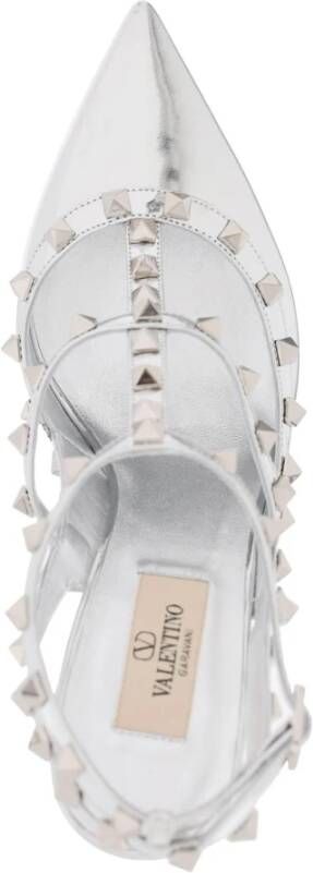 Valentino Garavani Gelamineerde Leren Rockstud Pumps Gray Dames
