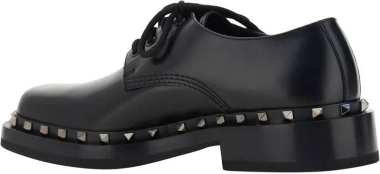 Valentino Garavani Gestikte Leren Derby Schoenen Black Heren