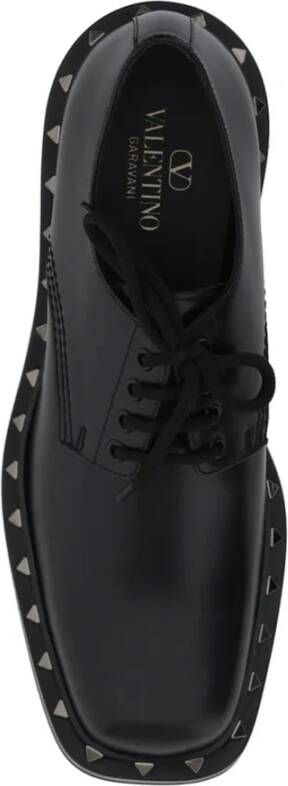 Valentino Garavani Gestikte Leren Derby Schoenen Black Heren