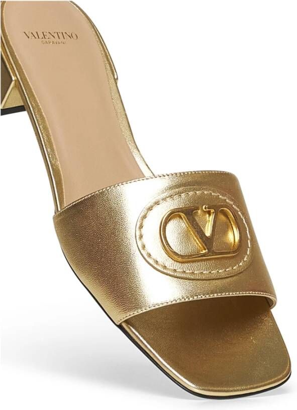 Valentino Garavani Gouden VLogo Leren Sandalen