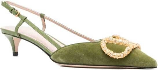 Valentino Garavani Groene Velvet Slingback Pumps