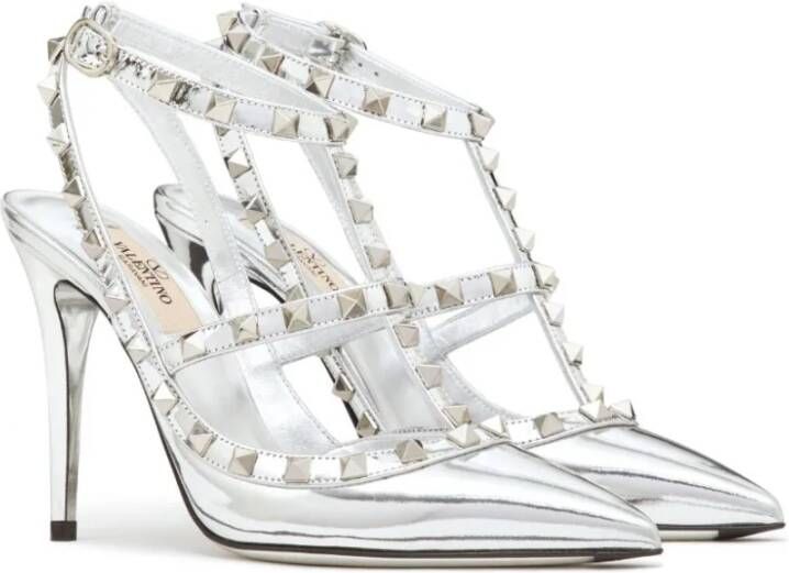 Valentino Garavani Grijze Hoge Hak Sandalen met Studs Grijs Dames