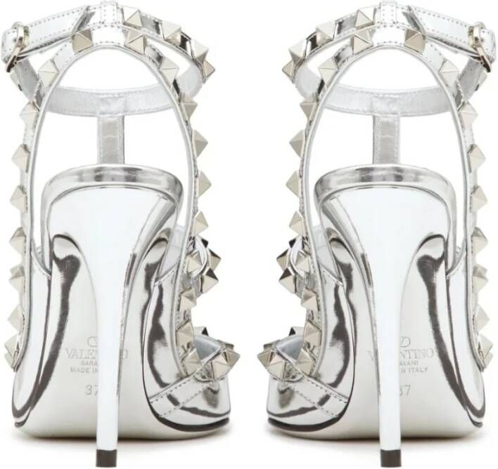 Valentino Garavani Grijze Hoge Hak Sandalen met Studs Grijs Dames