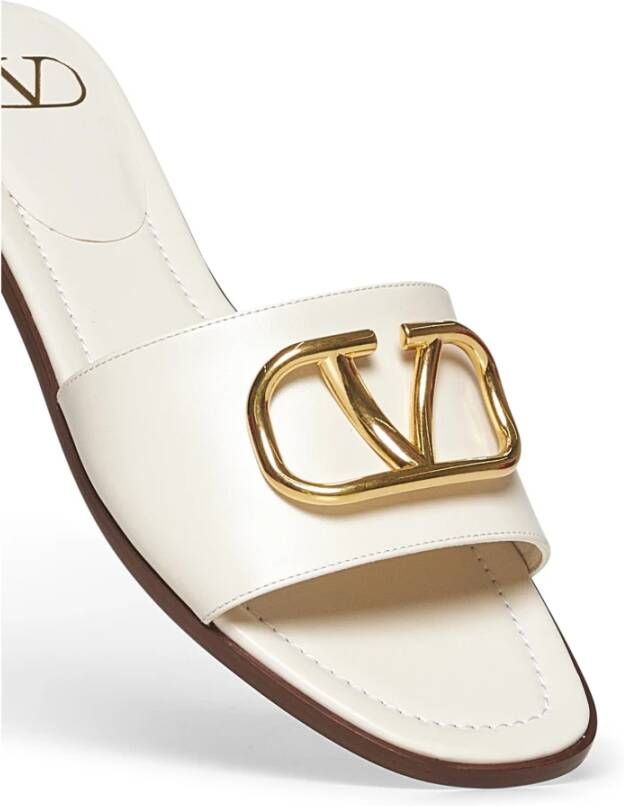 Valentino Garavani Ivoorleren Slip-On Sandalen