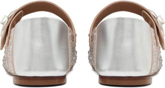 Valentino Garavani Kristalversierde platte schoenen zilver Gray Dames