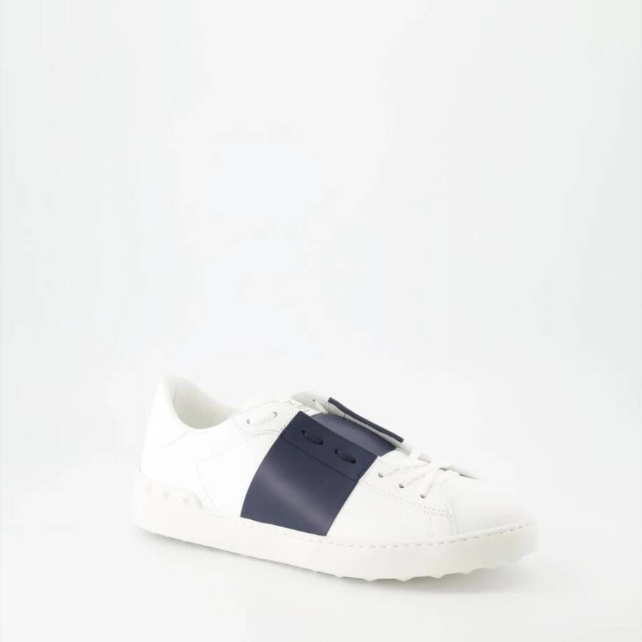 Valentino Garavani Lamé Logo Leren Veterschoenen White Heren