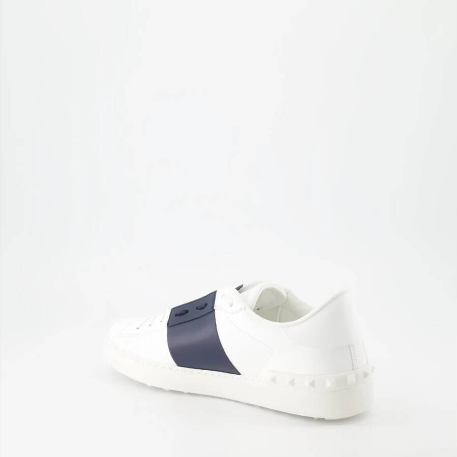 Valentino Garavani Lamé Logo Leren Veterschoenen White Heren