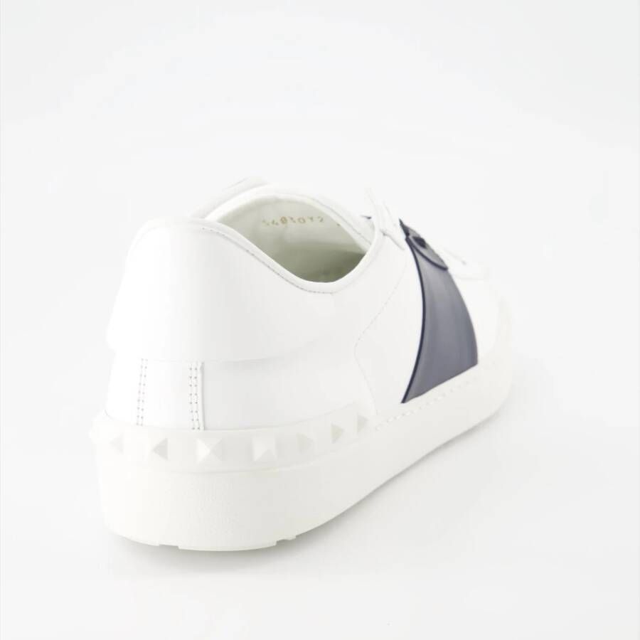 Valentino Garavani Lamé Logo Leren Veterschoenen White Heren