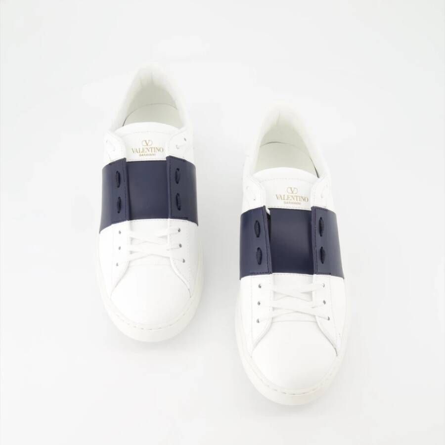 Valentino Garavani Lamé Logo Leren Veterschoenen White Heren