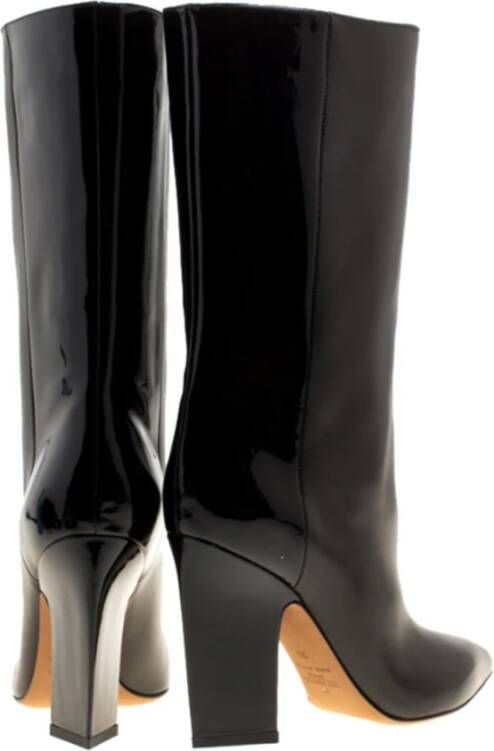 Valentino Garavani Leren laarzen met puntige neus en patentdetail Black Dames