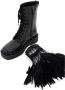 Valentino Garavani Leren Rockstud Combat Boots met Veren Black Dames - Thumbnail 4