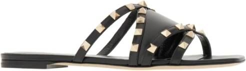 Valentino Garavani Luxe Leren Slide Sandalen Black Dames