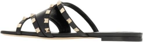 Valentino Garavani Luxe Leren Slide Sandalen Black Dames