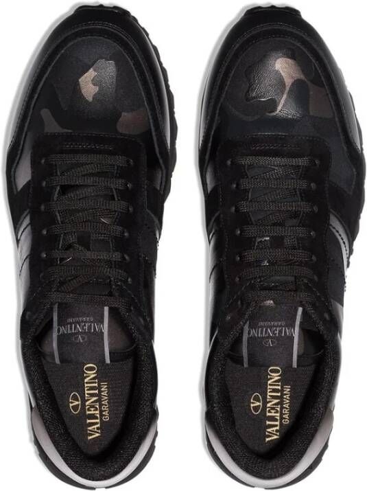 Valentino Garavani Metallic Camouflage Rockrunner Sneaker Zwart Heren