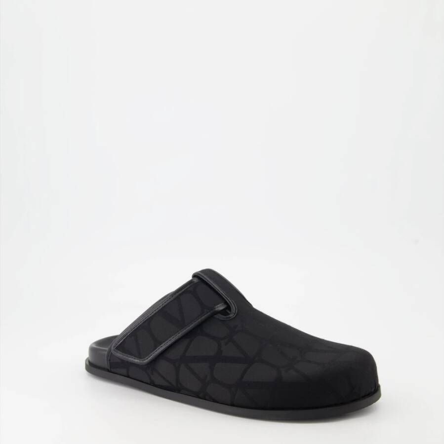 Valentino Garavani Monogram Canvas Slip-On Mules Black Heren