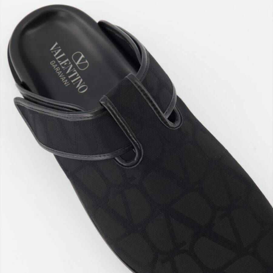 Valentino Garavani Monogram Canvas Slip-On Mules Black Heren