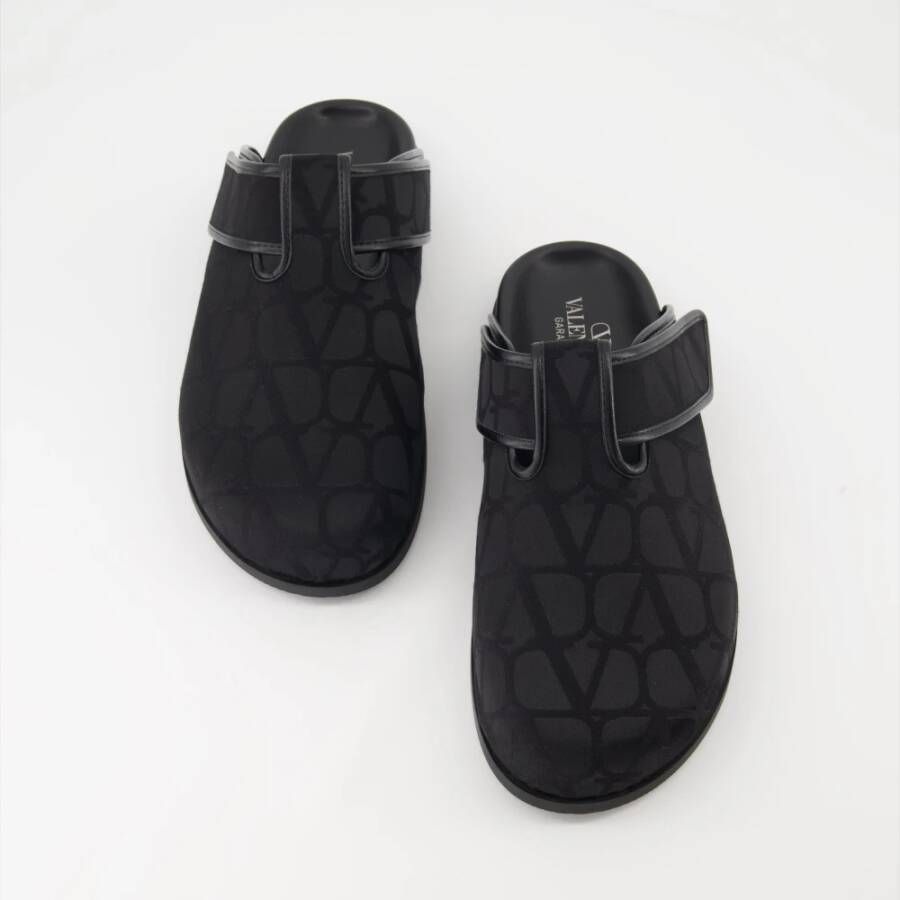 Valentino Garavani Monogram Canvas Slip-On Mules Black Heren