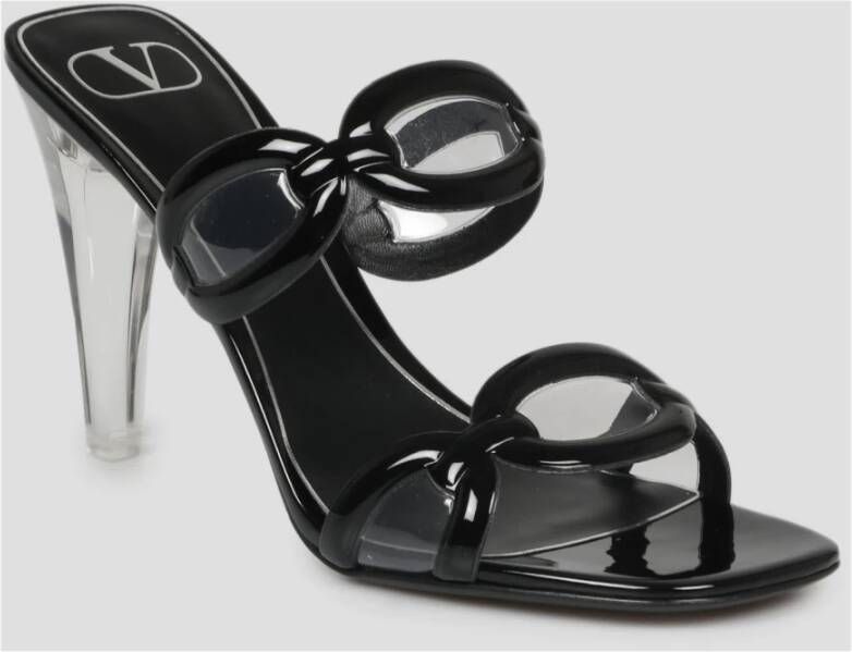 Valentino Garavani Sandalen met kettingband en transparante hak Zwart Dames