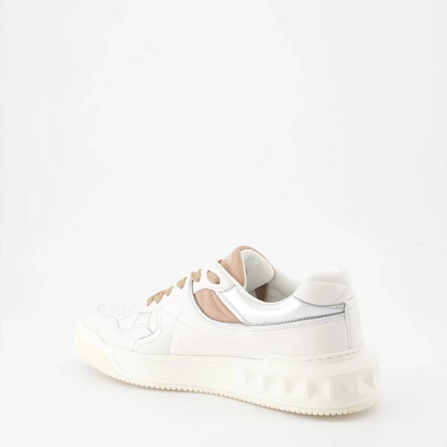 Valentino Garavani One Stud Veterschoenen van Bicolor Leer White Dames