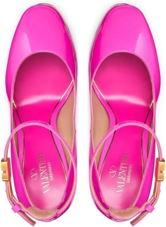 Valentino Garavani Roze PP-Gelakte Tan-Go Plateau Pumps Roze Dames