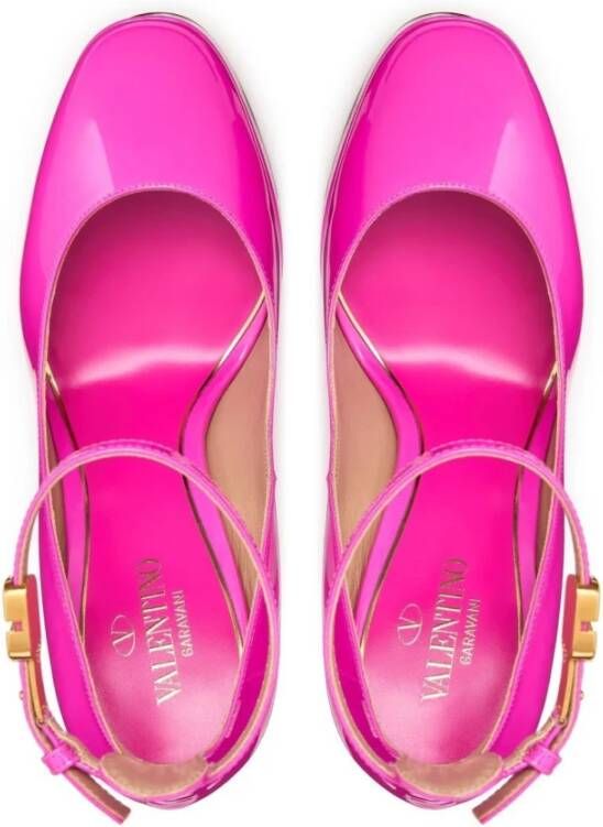 Valentino Garavani Roze PP-Gelakte Tan-Go Plateau Pumps Roze Dames