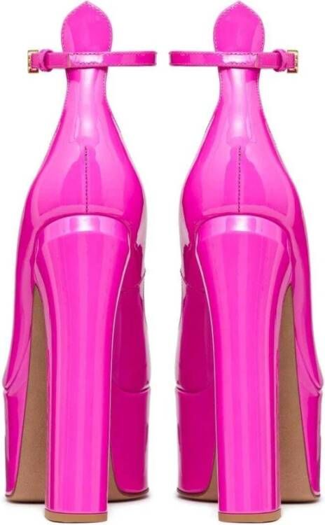 Valentino Garavani Roze PP-Gelakte Tan-Go Plateau Pumps Roze Dames