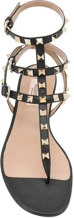 Valentino Garavani Rockstud Flat Flip-flop Sandals Zwart Dames