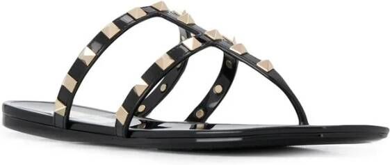 Valentino Garavani Rockstud Flat Rubber Sandals Zwart Dames