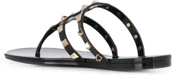 Valentino Garavani Rockstud Flat Rubber Sandals Zwart Dames