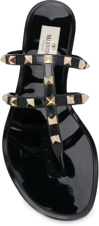 Valentino Garavani Rockstud Flat Rubber Sandals Zwart Dames