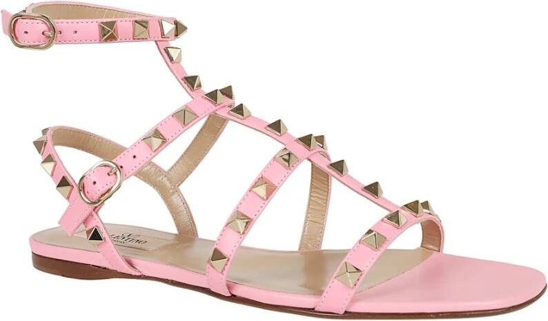 Valentino Garavani Rockstud Leren Sandaal Pink Dames