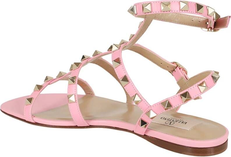 Valentino Garavani Rockstud Leren Sandaal Pink Dames