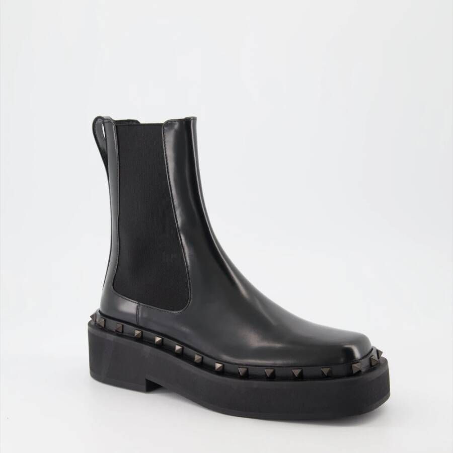 Valentino Garavani Rockstud M-Way Leren Chelsea Laarzen Black Dames
