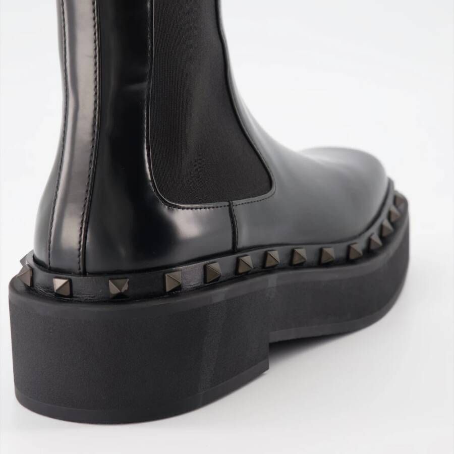 Valentino Garavani Rockstud M-Way Leren Chelsea Laarzen Black Dames