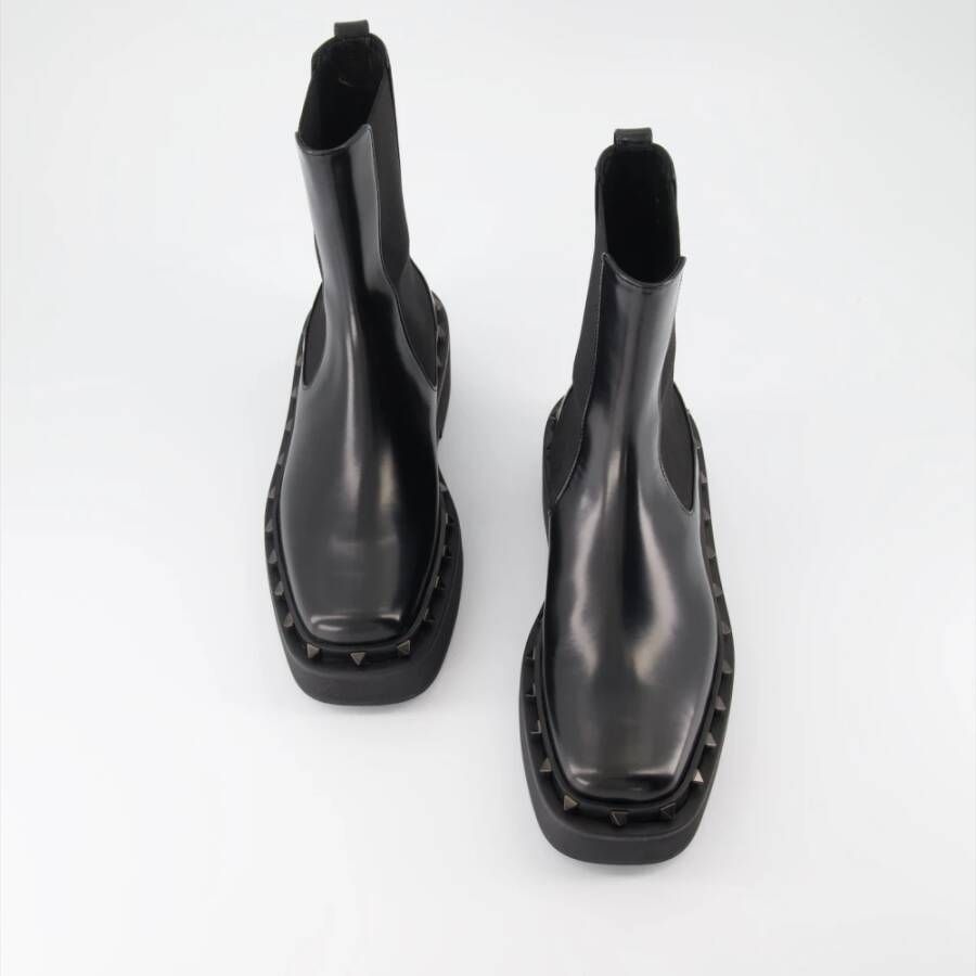 Valentino Garavani Rockstud M-Way Leren Chelsea Laarzen Black Dames