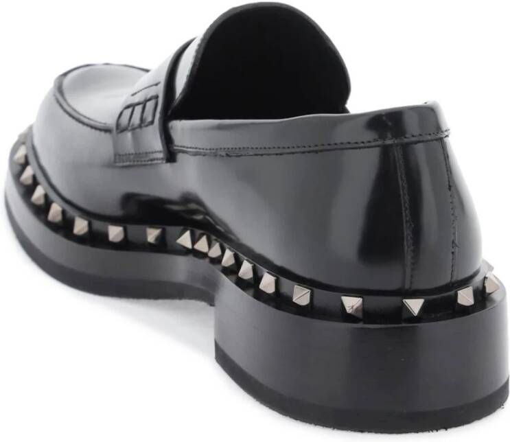 Valentino Garavani Rockstud Mocassins met Ruthenium-Finish Studs Black Heren