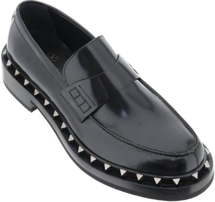 Valentino Garavani Rockstud Mocassins met Ruthenium-Finish Studs Black Heren