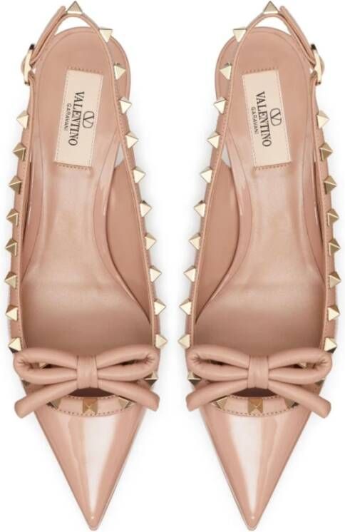 Valentino Garavani Rockstud Patentleren Slingback Platte Schoenen Pink Dames