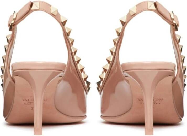 Valentino Garavani Rockstud Patentleren Slingback Platte Schoenen Pink Dames