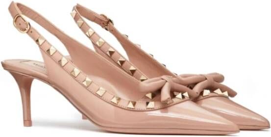 Valentino Garavani Rockstud Patentleren Slingback Platte Schoenen Pink Dames