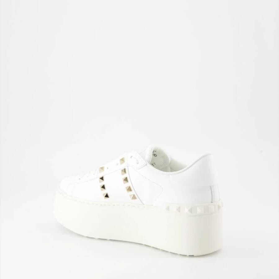 Valentino Garavani Rockstud Veterschoenen van Leer White Dames