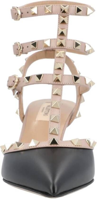 Valentino Garavani Rockstud Zwarte Leren Cage Pumps